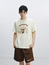Men's White Graphic Print Embroidered T-Shirt